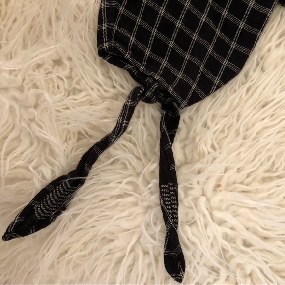 MADEWELL Off Shoulder Top Black White Plaid M L - Picture 4 of 8